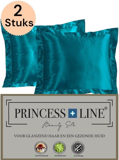 Princess Line Satijnen Beauty Silk Kussensloop - Zijden Zacht Beddengoed- Goed Voor De Haar En Huid- Petrol - 2 Stuks-60 x 70 CM