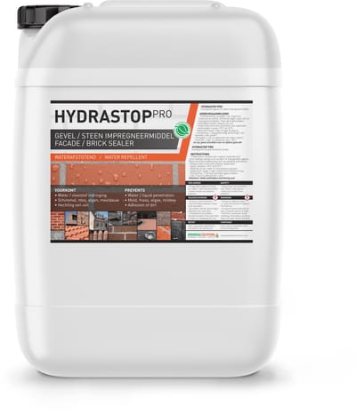 Gevel impregneermiddel - Hydrastop Pro 25L (150m2) - Nano Coating - Impregneren buitenmuur, Dakpannen, Schoorsteen, Baksteen, metselwerk en voegen