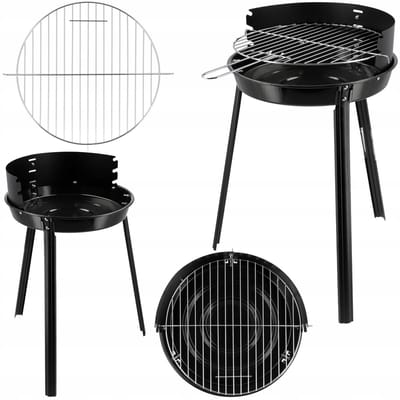 Klassieke ronde houtskoolgrill 36 cm - draagbaar en verstelbaar