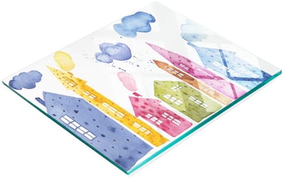 Decoratieve glazen serveerplank met afbeeldingen van huisjes voor het serveren van snacks, 60x52 cm