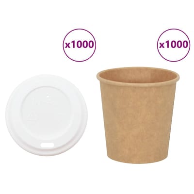 vidaXL - Papieren - koffiekopjes - met - deksel - 1000 - st - 4oz - 100 - ml