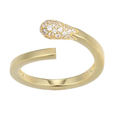 Cavill - Elegante Verstelbare Ring - 925 Sterling Zilver Verguld - Witte Topaas 0,024 ct & Nigeriaanse Pavé Zirkonia 0,254 ct - Princess Cut
