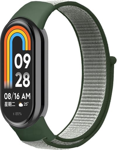 By Qubix - Sport loop nylon bandje - Groengrijs - Geschikt voor Xiaomi Smart Band 8 / 9 / 10