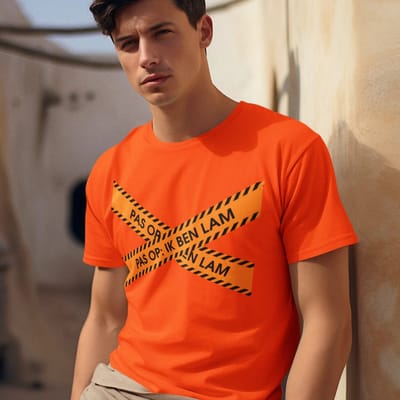 Oranje Koningsdag T-shirt - Maat XS - Pas Op Ik Ben Lam - Heren Feestkleding & Carnavalskleding