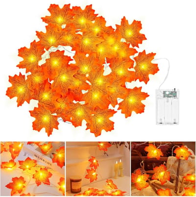 Decoratieve Lichtketting - Herfstbladeren Slinger - Feestelijke Sfeer - Met Timerfunctie - 3 Meter - Oranje