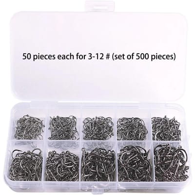 500PCS/1000PCS Doos Vishaak Set Hoge Koolstofstaal Scherp Duurzaam Met weerhaak Vishaak Rotsvissen Uitrusting Materiaal 500PCS gray