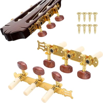 Lichte Stemsleutels voor Klassieke Gitaar, Precisie Tuning Mechanismen, Agaatkleurige Stalen Plaat, Ideaal voor Muzikanten en Guitaristen
