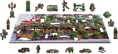 Houten Puzzel - 3D Constructie - Ontspannen Vrije Tijd - Unieke Vormen - 51.9 x 37.5 cm - Multicolor