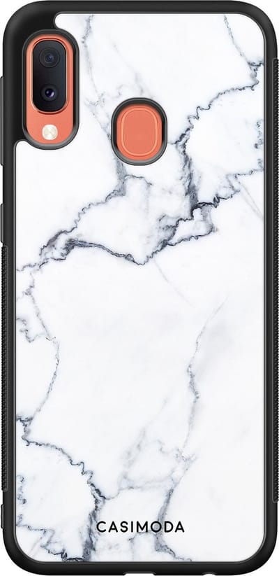 Casimoda® hoesje - Geschikt voor Samsung Galaxy A20e - Marmer Grijs - Zwart TPU Backcover - Marmer - Grijs