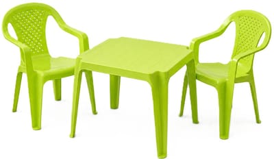 Pro garden kinder tuinset - groen - kunststof - kindertafel en stoeltje - binnen/buiten