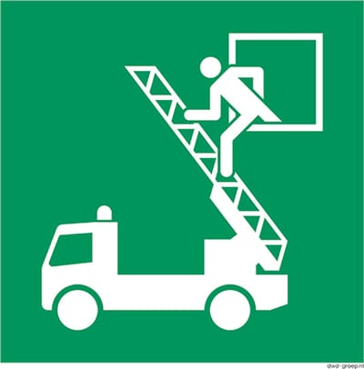 Reddingsvenster bord 200x200 mm - kunststof - ISO 7010 E017