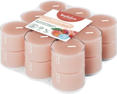 Bolsius - True Scents - Geurtheelichten - 18 stuks per verpakking - Clear cup - Peach