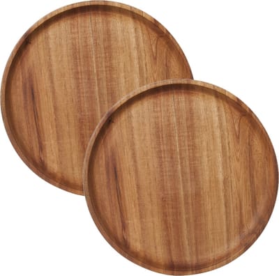 Cosy & Trendy Kaarsenbord/plateau - 2x stuks - hout - rond - D25 cm - Kaarsenonderzetter