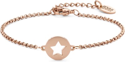 CO88 Collection Inspirational 8CB-90409 Stalen Armband met Hanger - Ster 10 mm - Lengte 16,5 + 3 cm - Rosékleurig
