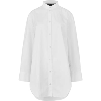 Boss Damesoverhemd met bandkraag, oversized model en lange mouwen (Wit)
