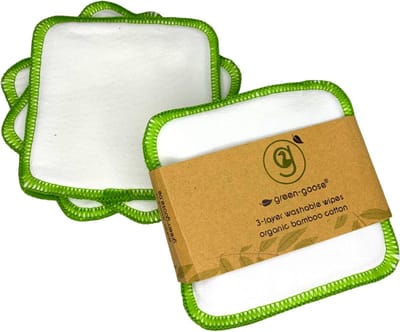 green-goose® Herbruikbare Wattenschijfjes XL | 5 Stuks | 10x10 cm Wasbare Make-Up Doekjes | 3 Laags Bamboe