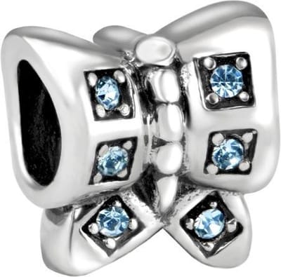 Quiges - 925 - Zilveren - Bedels -Sterling zilver - Beads - Zirkonia Vlinder Kraal Charm - Geschikt – voor - alle bekende merken - Armband Z620