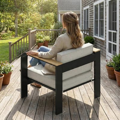 Aluminium Tuinmeubelset 4-Delig 2-Zits Bank & 2 Stoelen met Tafel – Luxe Loungeset voor 4 Personen – Waterafstotende Kussens & Extra Diepe Zitting – Weerbestendige Balkon & Terras Set – Urbanhome