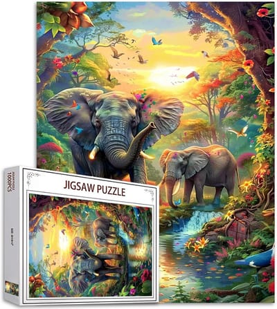 1000 Stukken Puzzel: Prachtige Afrikaanse Wilde Dieren en Boslandschap
