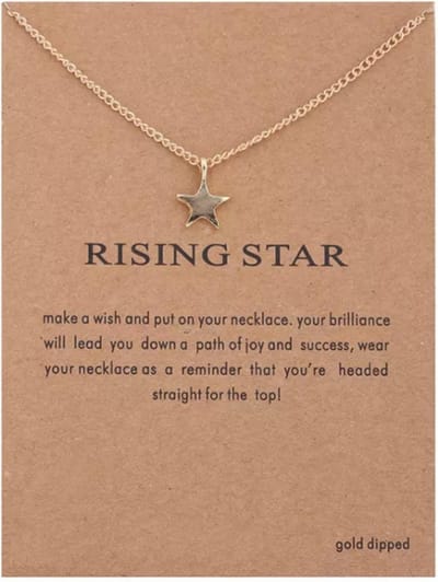 Wenskaart Life is magical - met vergulde ketting Ster - wenskaart positiviteit - Rising Star