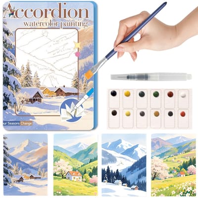 Ainy Aquarel verf set nummer 3 4-Seizoenen voor kinderen en volwassenen | Waterverf Pakket met Aquarelpapier & penseel | Knutselen voor meisjes & jongens | Schilderen op werkboek | Creatief DIY hobby cadeau | Tekenen & kunst | Schilderset met verf