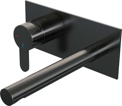Brauer Gunmetal Edition inbouw wastafelmengkraan met rechte uitloop en afdekplaat model D2 gunmetal geborsteld PVD