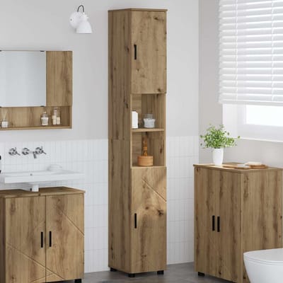 vidaXL - Badkamerkast - met - opslag - Artisan - Eiken - 30 - x - 35 - x - 192 - cm