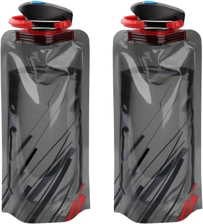 Vouwbare Drinkfles, Herbruikbare Fles voor Festivals, Wandelen, Reizen en Avontuur - 2 Stuks (Zwart)