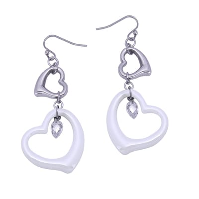 Orphelia OSG-017 - Oorhangers Hart - Roestvrij staal / Keramiek - 6.5 cm