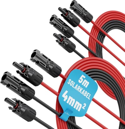Zonnekabel H1Z2Z2-K - PV Kabel Fotovoltaïsche Kabel - Zonnepanelen Installeren - UV-bestendig Hoge Temperatuur - 4 x 5 Meter