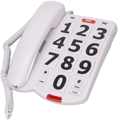 Dailygoods- Telefoon voor Senioren - Hoge Beltoon - Grote Toetsen - Vaste Telefoon met Snoer - Instelbaar Volume - Huishoudelijk Gebruik