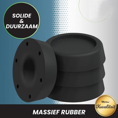 PromoHome Universele Trillingsdempers Set van 4 voor Wasmachines en Drogers - Antislip Dempingsvoeten voor Optimale Geluidsreductie en Stabiliteit - Zwart