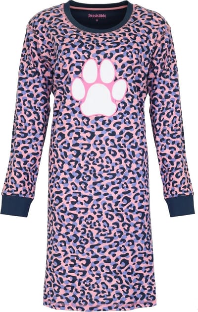 Irresistible Dames Nachthemd - 100% Katoen - Blauwe afwerking - Maat S