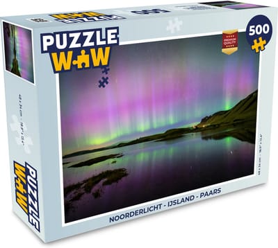 Puzzel Noorderlicht - IJsland - Paars - Legpuzzel - Puzzel 500 stukjes