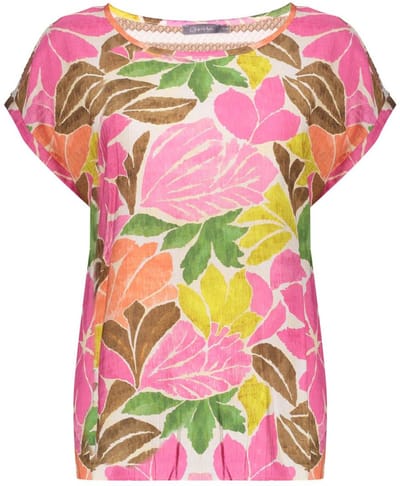 Geisha T-shirt T Shirt 63284 20 Ecru/tabacco/pink Dames Maat - S