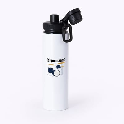 Hacebo® - drumstel met eigen naam waterfles met draaidop zwart - Drummen - muziek liefhebbers - drummers - verjaardag - cadeau - kado - water fles - 850ML