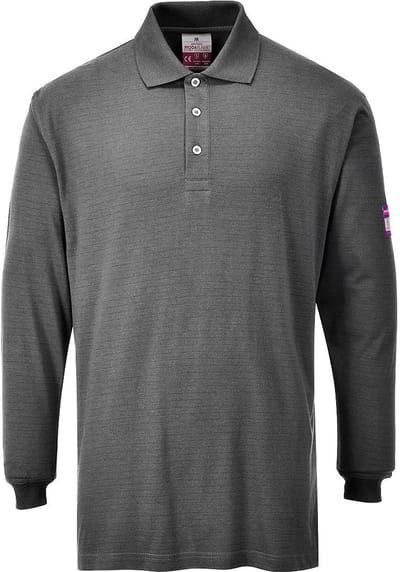 Portwest Vlamvertragende Modaflame Antistatische lange mouw Polo Shirt FR10 - Grijs - L