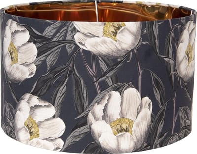 Clayre & Eef Lampenkap Hanglamp Ø 45x28 cm Zwart Wit Textiel Bloemen