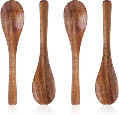 4pcs Kleine Houten Lepels Set - 13cm Mini Houten Theelepels voor Honing Koffie Thee Suiker Desserts - Kleine Gladde Keukenaccessoires voor Koken Serveer Stirring Gebruik