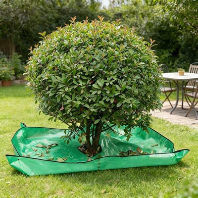 Landschapsplan voor tuinonderhoud, waterdichte plantenmat met 30 cm gat en hoekgespen, ideaal voor bladeren verzamelen en struik trimmen, 2 x 2 m formaat