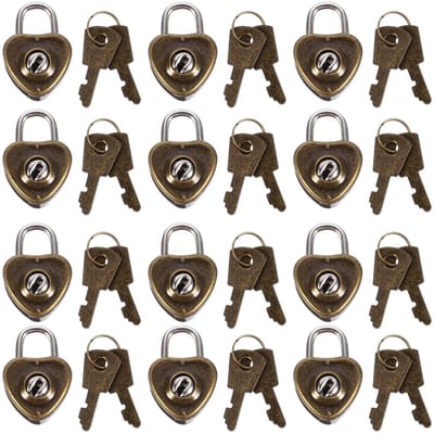 Dailygoods - Hangslot - Vintage Hartvorm - Mini-Metalen Slot - Koffie - Multifunctioneel - Beveiliging voor Sieraden en Dagboeken