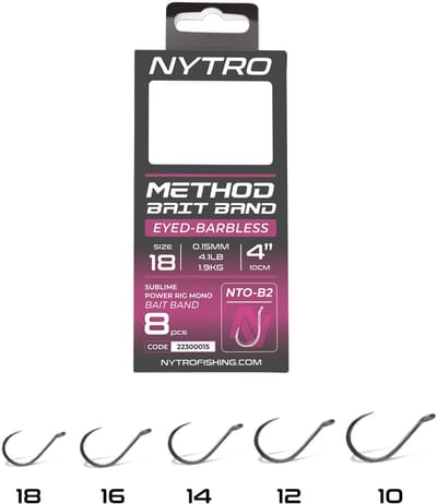 Nytro NTO-B2 Barbless Method Latex Bait Band Rigs – 10 Cm #10 - 0.23mm - 9.6lb