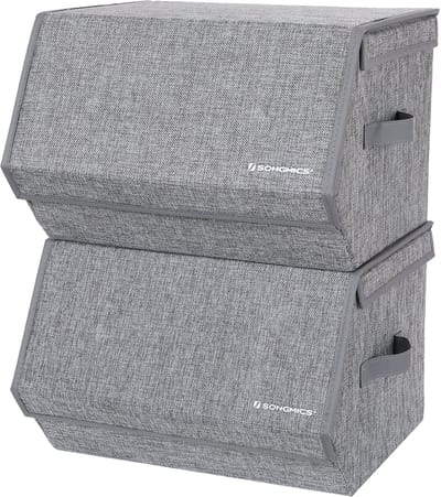 SONGMICS - Opbergbox - Opbergdoos - Set van 2 - Opvouwbare Stapelbare - Magnetisch Deksel