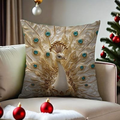 Housse de coussin Design Créatif Paon 3D Convient pour canapé voiture chambre à coucher housse de coussin décorative housse d'oreiller 50x50cm
