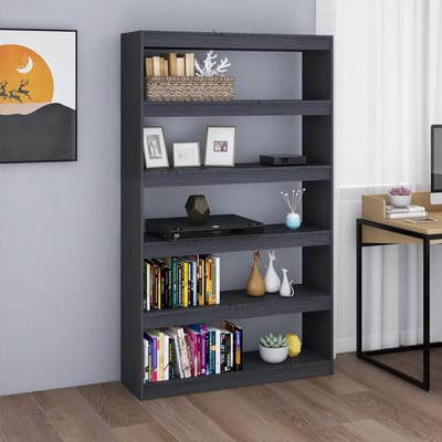 vidaXL - Boekenkast/kamerscherm - 100x30x167,5 - cm - massief - grenenhout - grijs