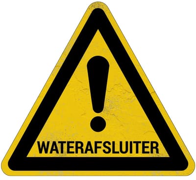 Waterafsluiter waarschuwingsbord | Sign Again materiaal | 15 cm