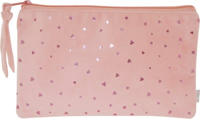 Tasje Purple Passion - 15 x 24 cm - roze veloers - met hart - K-PM020034