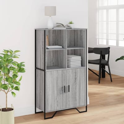 vidaXL - Hoge - kast - 79,5x35,5x137,5 - cm - bewerkt - hout - grijs - sonoma - eiken