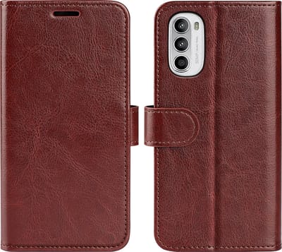 MobyDefend Hoesje - Geschikt voor Motorola Moto G52 - Wallet Book Case (Sluiting Achterkant) - Bruin