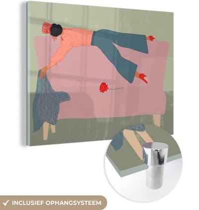MuchoWow® Glasschilderij 120x90 cm - Schilderij acrylglas - Vintage - Vrouwen - Design - Foto op glas - Schilderijen